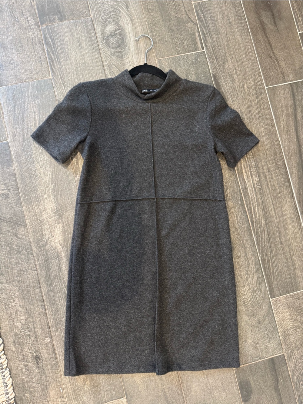 Zara Charcoal Short-Sleeve Mini Dress